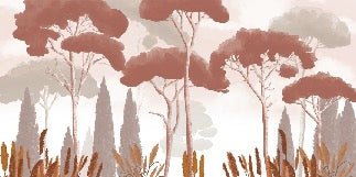 Papier peint cyprès pins et herbes de la pampa terracotta, XXL, tendance