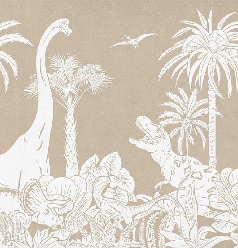Papier peint dinos monochrome beige