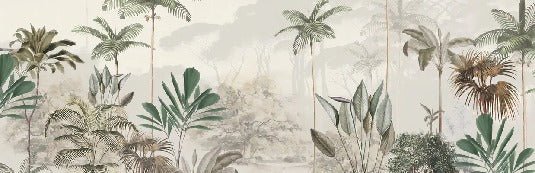 Panoramic jungle eden green wallpaper
