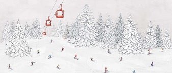 Papier peint télécabine skieurs colorés, XXL, tendance