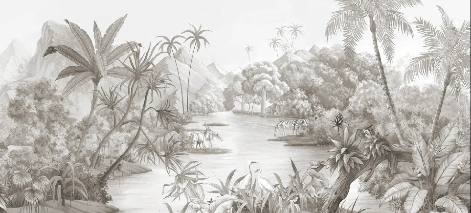 Papier peint panoramique jungle pittoresque