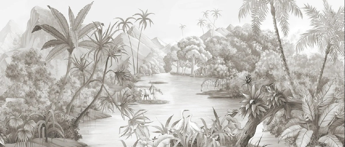 Papier peint panoramique jungle pittoresque