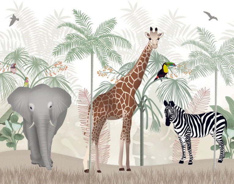 Papier peint enfant animaux de la savane
