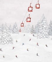 Papier peint télécabine skieurs colorés, XXL, tendance