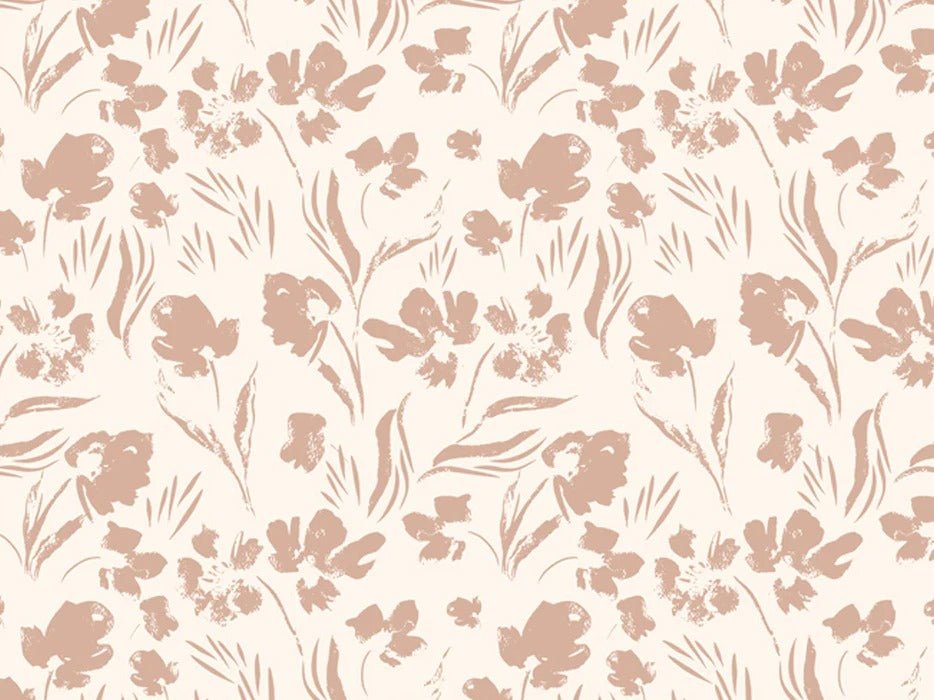 Papier peint fleur beige poudré