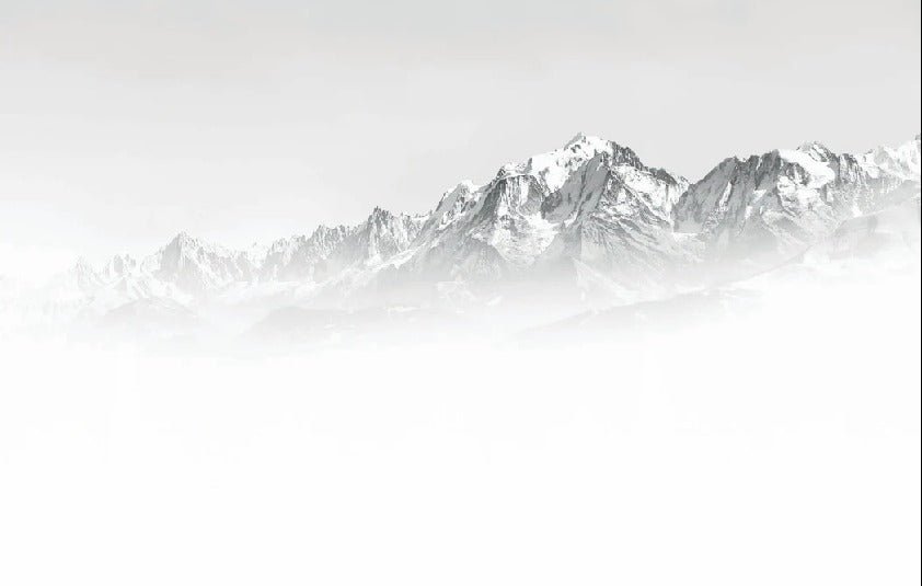 Papier peint Mont Blanc dans la brume noir et blanc, XXL, tendance