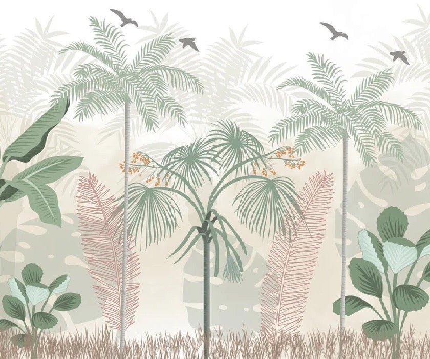 Papier peint panoramique jungle pastel