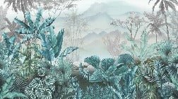 Papier peint tendance tropical bleu, XXL, tendance