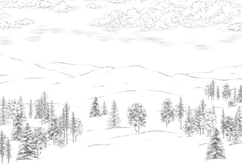 Papier peint montagne esquisse de Cimes, XXL, tendance
