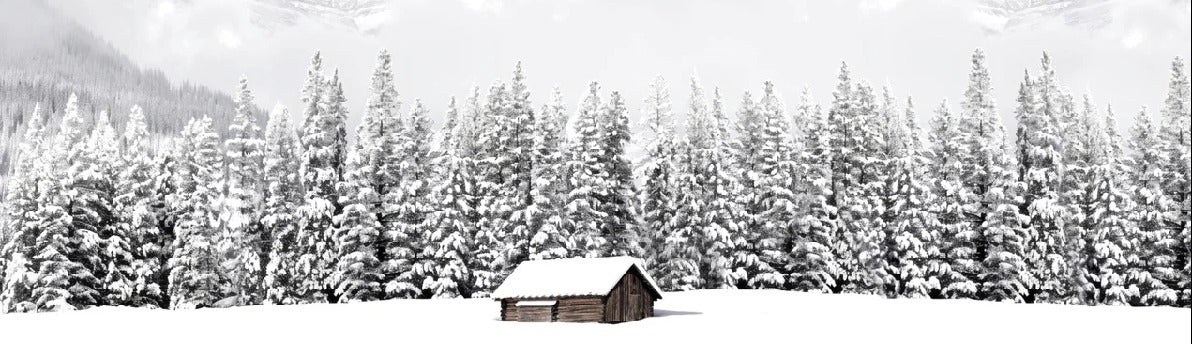 Panoramic mountain chalet wallpaper