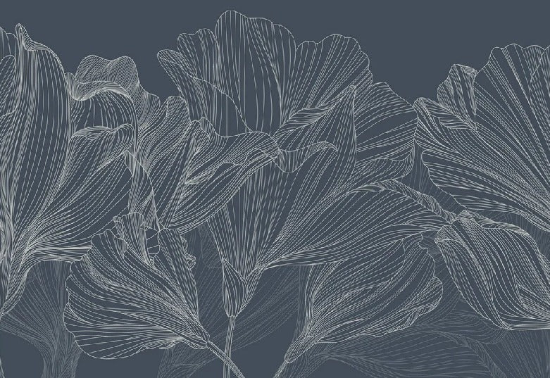 Papier peint panoramique valse des fleurs bleu, XXL, tendance