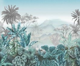 Papier peint tendance tropical bleu, XXL, tendance