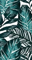 Peacock blue non-woven leaf wallpaper