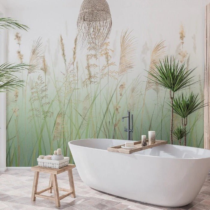 Papier peint fleur des champs de blé vert, XXL, tendance
