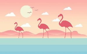 Papier peint enfant tropical flamant rose