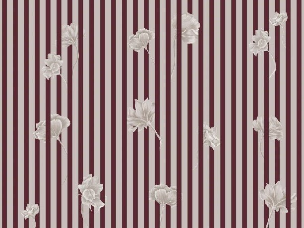 Papier peint rayure floral, XXL, tendance