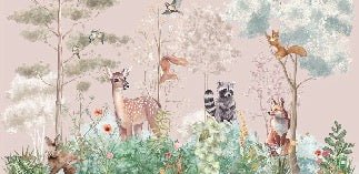 Papier peint chambre enfant nature magique rose
