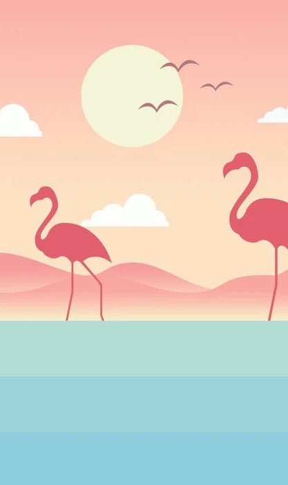 Papier peint enfant tropical flamant rose