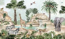 Papier peint enfant oasis animale