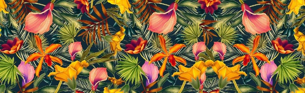 Papier peint salle de bain orange tropical