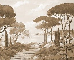 Papier peint balade dans les calanques monochrome, XXL, tendance