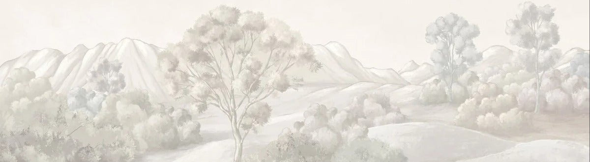 Papier peint paysage poétique sépia