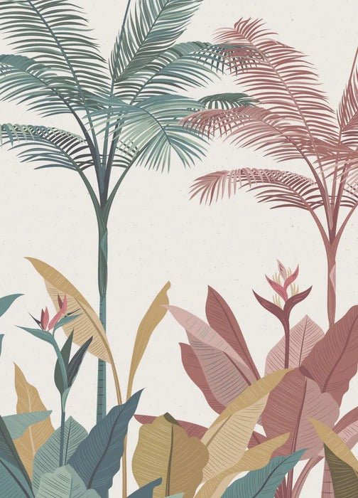 Papier peint panoramique jungle colorée