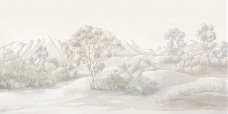 Papier peint paysage poétique sépia