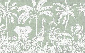 Papier peint enfant safari monochrome vert