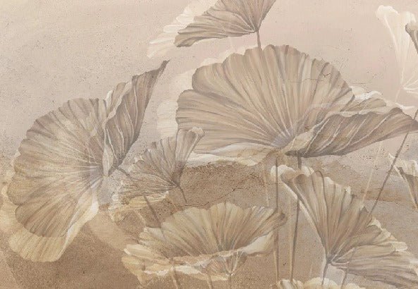Papier peint panoramique lotus sepia, XXL, tendance