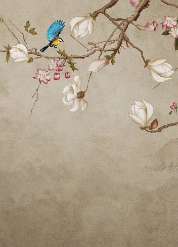 Romantic bird bathroom wallpaper