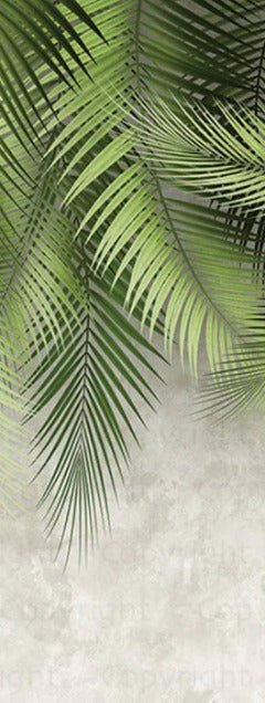 Papier peint feuille palmier et mur ciment, XXL, tendance