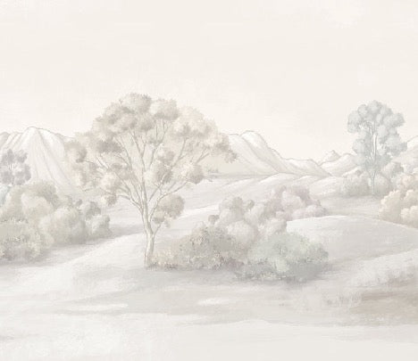 Papier peint paysage poétique sépia