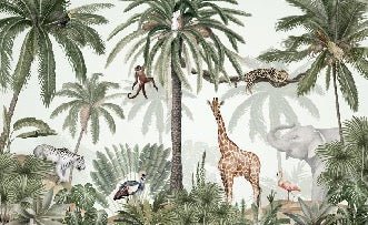 Papier peint enfant jungle paisible