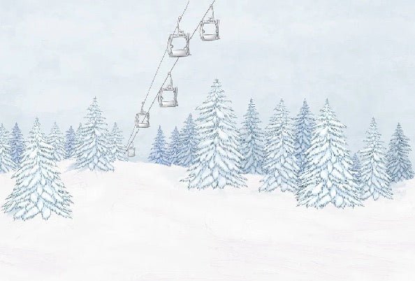 Papier peint montagnes télécabine bleu, XXL, tendance