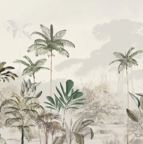 Panoramic jungle eden green wallpaper