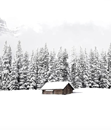 Panoramic mountain chalet wallpaper
