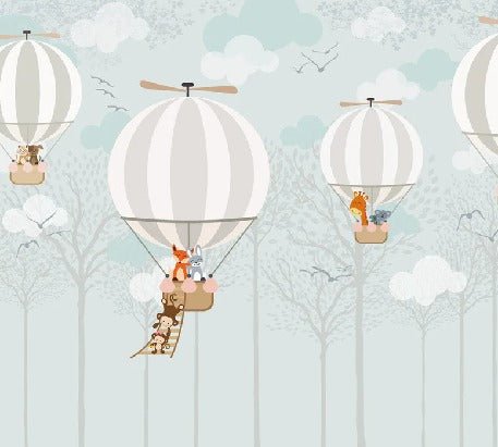 Papier peint enfant nordique montgolfière