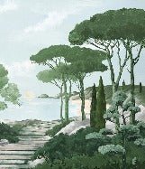 Papier peint balade dans les calanques vert