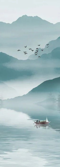 Papier peint entre montagne et lac