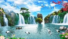 Papier peint panoramique Cascade Asie Zen