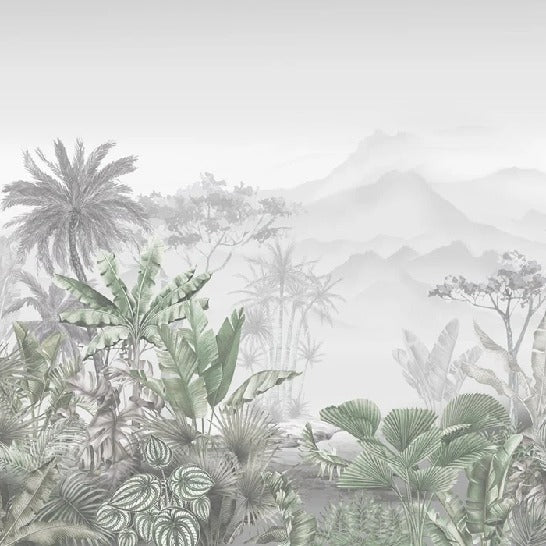 Papier peint tendance tropical vert