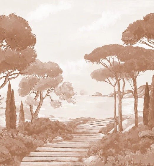 Papier peint balade dans les calanques terracotta, XXL, tendance