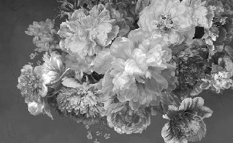 Papier peint fleur pivoine noir et blanc