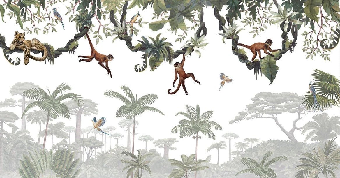 Papier peint enfant jeu de singes