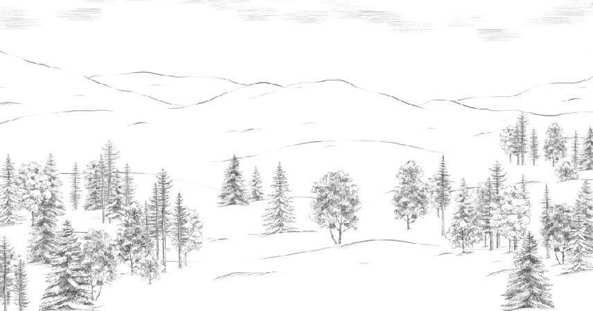 Papier peint montagne esquisse de Cimes, XXL, tendance