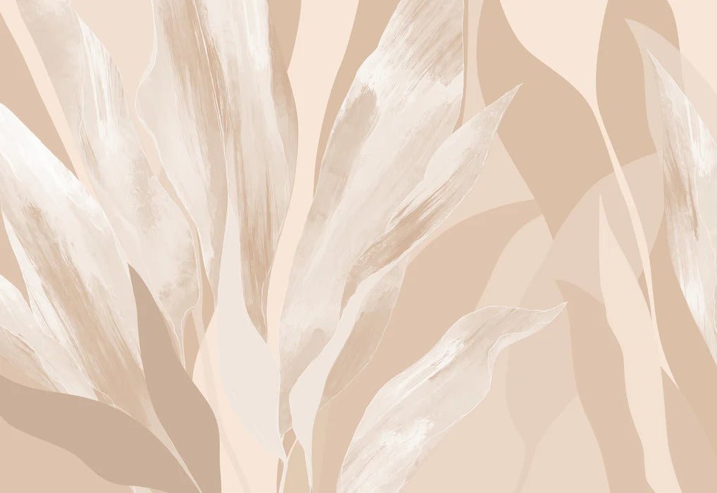 Papier peint étoffe florale beige