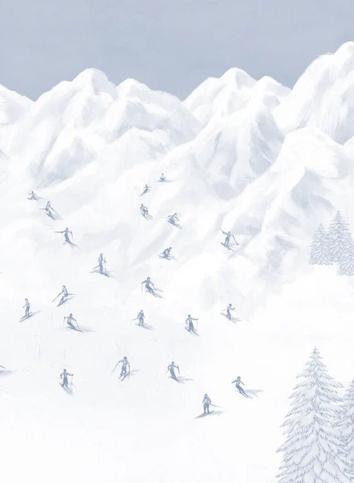 Papier peint montagne skieurs bleu