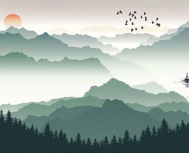 Mountain and sail on lake wallpaper