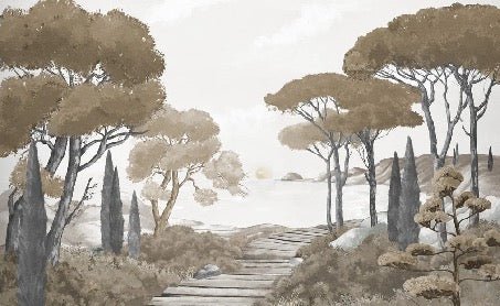 Papier peint balade dans les calanques brun, XXL, tendance